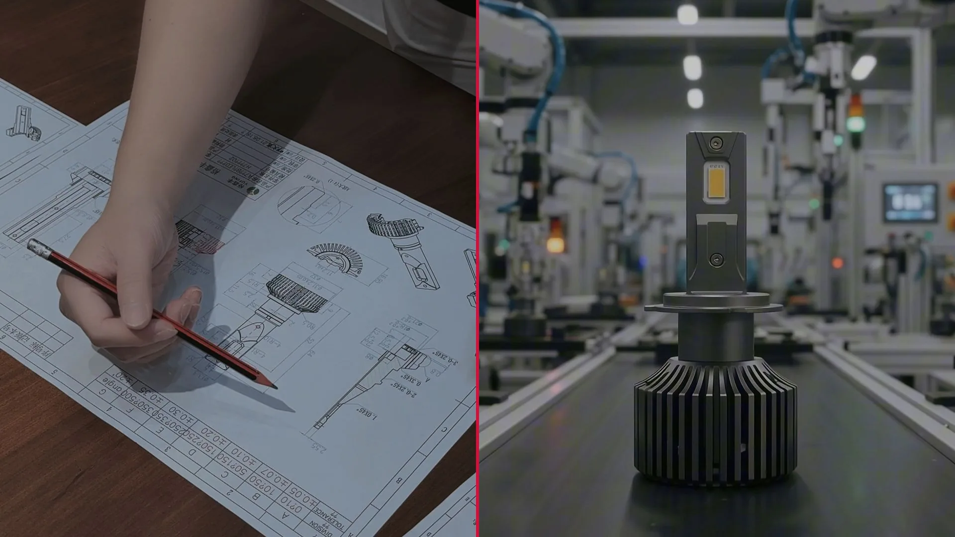 Digital engineering study paired with a finished CC-LOT lighting component